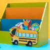 Personalised 3 Partation Bookrack | School Bus
