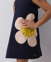 Navy Floral Pom Pom Dress