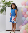 Blue Floral Pom Pom Dress