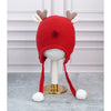 Red Baby Antler Knitted Soft Woolen Winter Cap With Tie Up | 6-18 Months