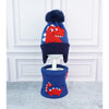 2Pcs Blue Red Face Dino Themed Beanie Winter Cap With Matching Neck Cuff Style Muffler