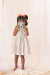 Organic Cotton Muslin Flower Dress & Sunflower Rubberbands Set Gift Set