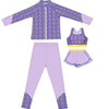 3 pcs Purple ThunderBolt Matching Top,leggings & Jacket style Swimwear set for Pre Teens & Teens - Little Surprise Box3 pcs Purple ThunderBolt Matching Top,leggings & Jacket style Swimwear set for Pre Teens & Teens