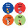 Round waterproof name labels - Animal Buddies