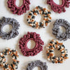 Handmade Crochet Scrunchies | Crimson, Colourful & Grey