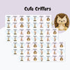 Round waterproof name labels - Cute Critters