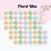 Round waterproof name labels - Floral Bliss