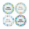 Round waterproof name labels - Flower Garden