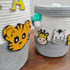 Jute Cotton Storage Basket with Lid | Smoky Safari