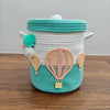 Jute Cotton Storage Basket with Lid | Up & Aqua