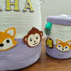 Jute Cotton Storage Basket with Lid | Purple Paw