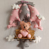 Personalised Name Hanging |Blush Pink Teddy On a Swing