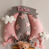 Personalised Name Hanging |Blush Pink Teddy On a Swing
