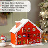 24 Days Red Snow Home Shaped Wooden Advent Calendar