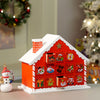24 Days Red Snow Home Shaped Wooden Advent Calendar