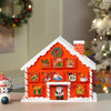 24 Days Red Snow Home Shaped Wooden Advent Calendar