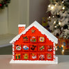 24 Days Red Snow Home Shaped Wooden Advent Calendar