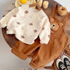 Cream Baseball Bear Dungaree With Tshirt