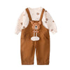 Cream Baseball Bear Dungaree With Tshirt