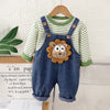 Spongy Lion Dungaree With Green Stripes T-Shirt