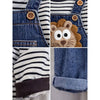 Spongy Lion Dungaree With Grey Stripes T-Shirt