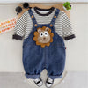 Spongy Lion Dungaree With Grey Stripes T-Shirt