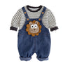 Spongy Lion Dungaree With Grey Stripes T-Shirt
