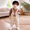 Olive Brown 3D Animal Dungaree With Brown T-Shirt