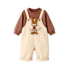 Olive Brown 3D Animal Dungaree With Brown T-Shirt