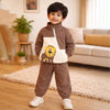 Brown Crew Neck 3D Lion Fleece Winter Tracksuit