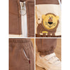 Brown Crew Neck 3D Lion Fleece Winter Tracksuit