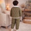 Brown Quilted Puffer Winter Jacket With Pants Co-Ords Set