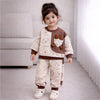Cream & Brown Dotted Teddy 2Pcs Tracksuit Set