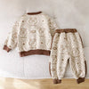 Cream & Brown Dotted Teddy 2Pcs Tracksuit Set