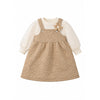 Beige Quilted Pinafore Dress With Inner Top