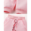 Pink Crochet Floral Frill Fleece Winter Tracksuit