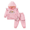 Pink Crochet Floral Frill Fleece Winter Tracksuit