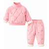 Pink Quilted High Neck Sherpa Winter 2Pcs Set