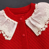 2 Pcs Red Sailor Neck Sweater Top & Flare Pant