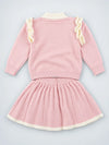 Peach Bunny Sweater & Pleated Skirt, Winterwear 2 Pcs Set for Girls