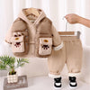 3 Pcs Winter Set | Beige Brown Paw, Hoodie, Tshirt & Pants