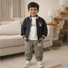 3 Pcs Set | Black Bear Quilted Jacket, T-Shirt & Pants Set