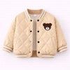 3 Pcs Set | Brown Bear Quilted Jacket, T-Shirt & Pants Set