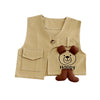 3 Pcs Set | Brown Happy Ted Vest, Brown Stripes Shirt, Pants Set