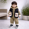 3 Pcs Winter Set | Black Puffer Sleevless Jacket, Hoodie & Pants