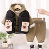 3 Pcs Winter Set | Black Puffer Sleevless Jacket, Hoodie & Pants