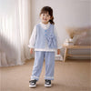 3 Pcs Set | Blue Side Bow Jacket, Shirt & Matching Pants Partywear Set