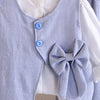 3 Pcs Set | Blue Side Bow Jacket, Shirt & Matching Pants Partywear Set