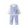 3 Pcs Set | Blue Side Bow Jacket, Shirt & Matching Pants Partywear Set