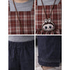 3 Pcs Set | Brown Checkered Peplum-Top, With T-Shirt & Wide Leg Pants